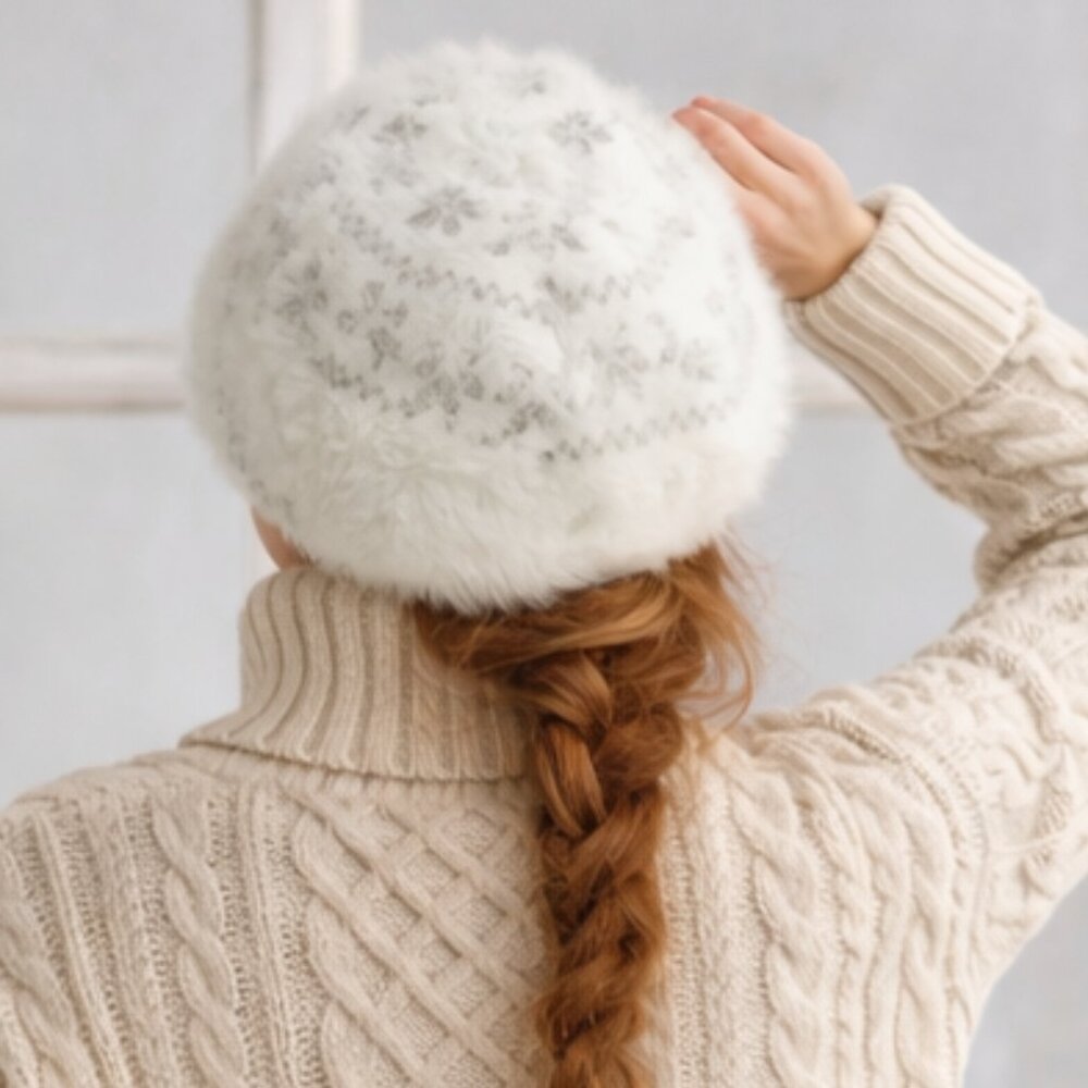 Like New, Angora Rabbit Fur Knit Winter Beret - Picture 2 of 16